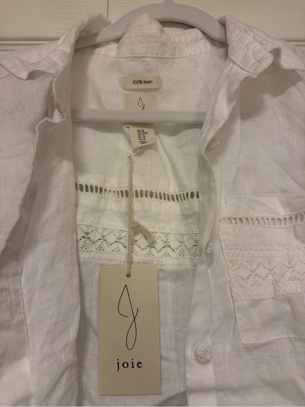Joie White Linen Short-Sleeve Button-up Shirt - Picture 3 of 7